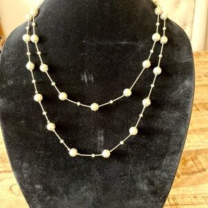 Coldwater Creek Gold and Cream Layered Necklace